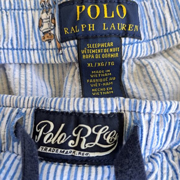 Ralph Lauren POLO Bear Seersucker Stripe Pajama Pant Men's Extra Large Blue - Picture 5 of 8